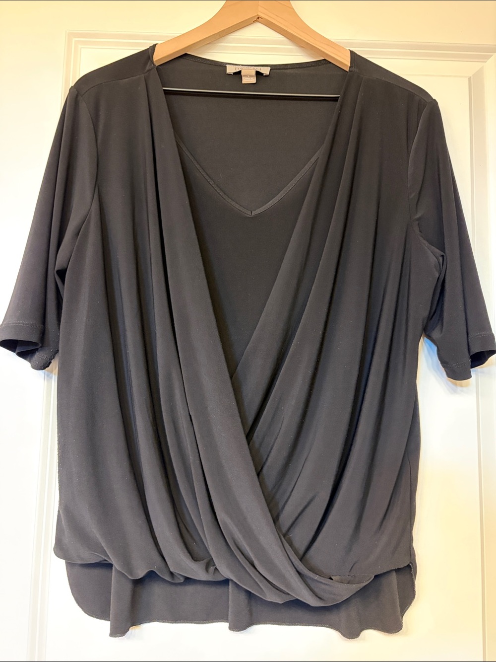 Timeless Black Draped V-Neck Women’s Top